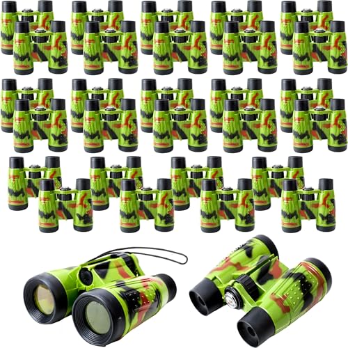 30 Pack Kids Binoculars Bulk Jungle Safari Binoculars Camouflage Binocular for Boys Girls Hunting Party Favors Explorers