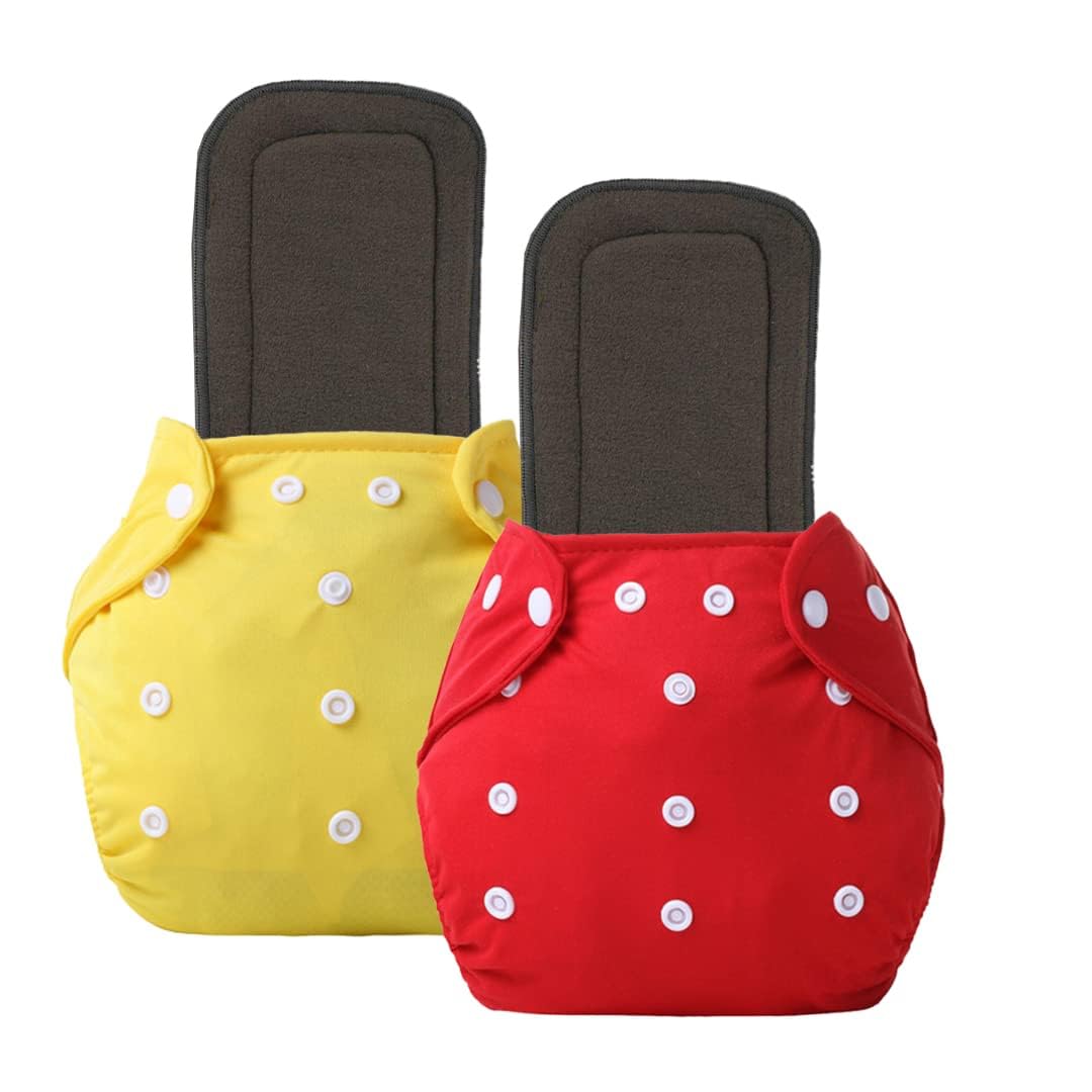 P-BEAUTY Baby Diaper Premium Cloth Cotton Diaper Reusable, Adjustable Size, Waterproof, Pocket Cloth Diaper Nappie Pack of 2 | DHR003