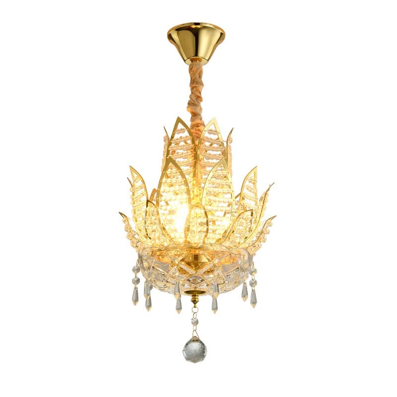 KMAOD Lámpara de Techo de Cristal con 3 Luces, Elegante y Moderna lámpara Colgante empotrada con Gotas de Cristal para Sala de Estar, Dormitorio y Pasillo, Color Dorado.