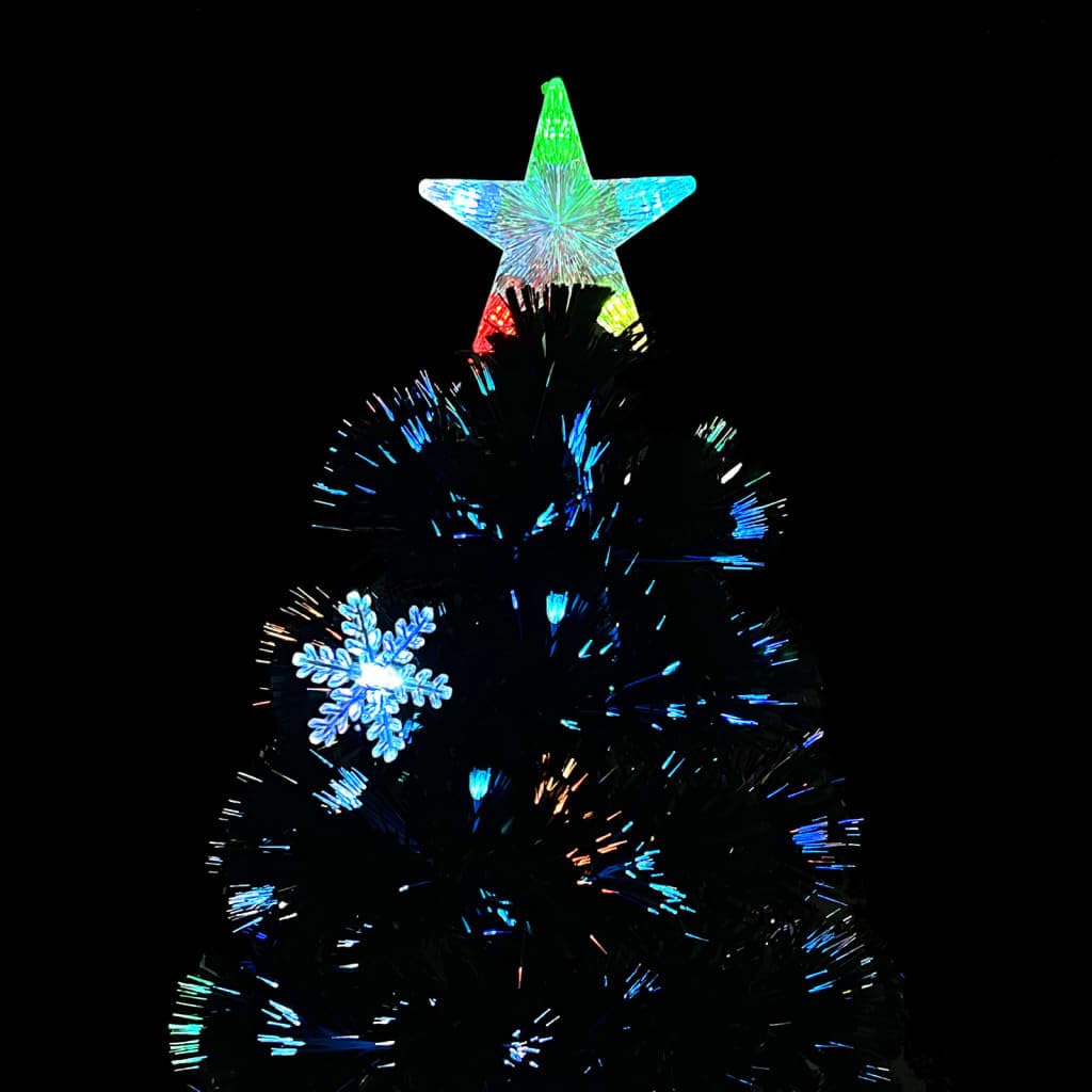 Árbol de Navidad artificial negro, 120 cm, con copos de nieve LED y fibra óptica, 3 6 W, IP44, base robusta, decoración navideña moderna para salón, pasillo y oficina