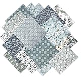 LetCart 20 Stück Baumwollstoff Stoffe, 25 x 25cm Stoffe zum Nähen, Patchwork Stoffe, Patchwork zum Quilten, Polyester Stoff für Patchwork, Nähen, Quilten & Basteln, Stoffreste zum Nähen (Grüne)