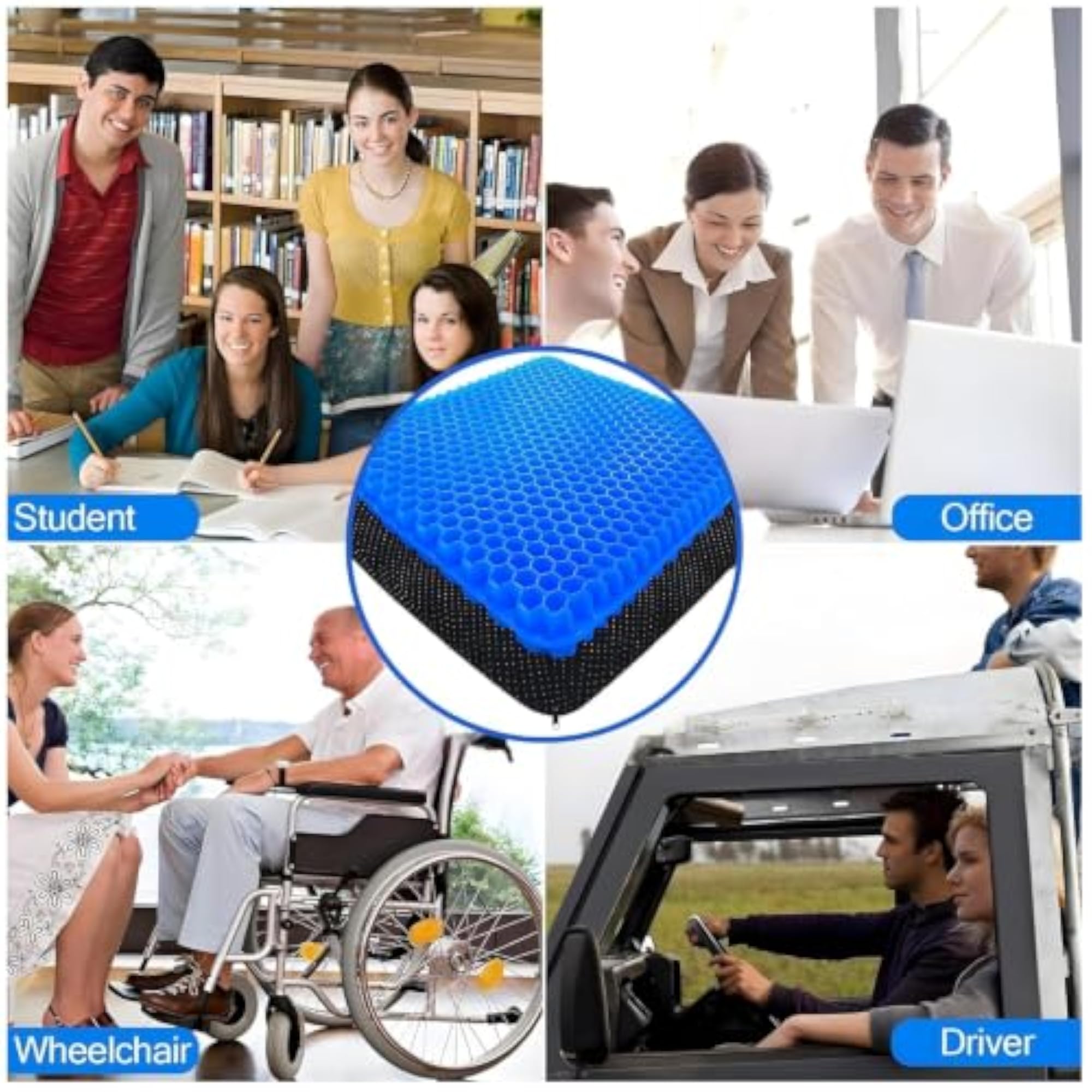 Gel Seat Cushion, Cooling Breathable Honeycomb Pad