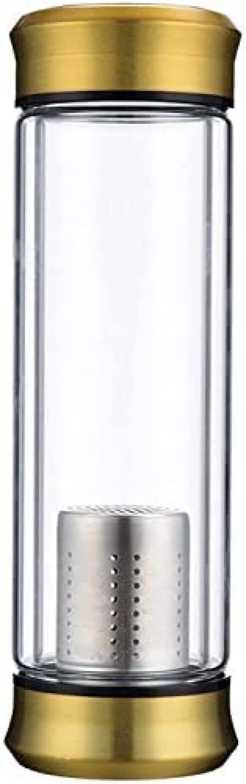 Taza De Té De Viaje De Vidrio De Doble Pared con Tapa Sin BPA con Filtro De Acero Inoxidable Extraíble Botella De Té A Prueba De Fugas para Té De Hojas Sueltas Y Agua De Frutas Juego