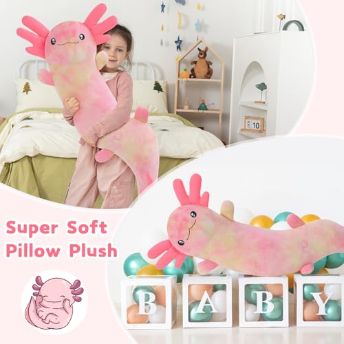 Image of MaoGoLan 48 inch Axolotl Plush Pillow, Glow in The Dark Plush Toy, Rainbow