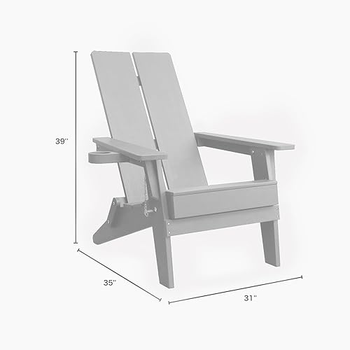 Miniatura 3 de Silla Adirondack plegable  Silla de plástico resistente de gran tamaño para exteriores con soporte para tazas, silla Adirondack de resina para todo