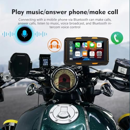 Image of MT5008 5-Inch Waterproof Motorcycle Touch Screen GPS - CarPlay & Android Auto, Bluetooth Intercom, Real-Time Navigation, Shockproof Metal Mount, Voice Control
