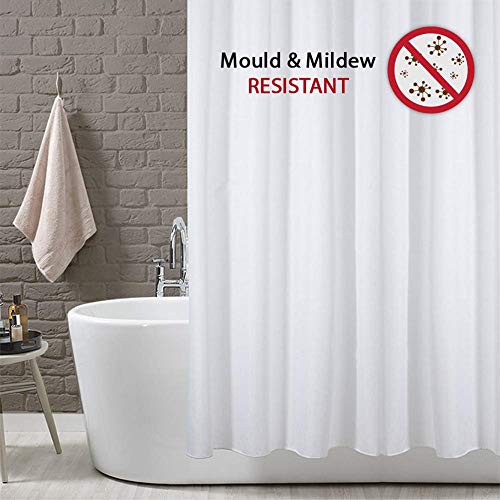 Rideau de douche 100% polyester blanc solide 180x180 cm haute qualité durable
