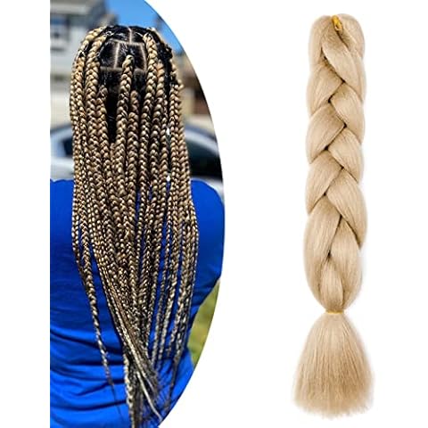 Gairyan Jumbo Braids Hair Extensions for Braiding 24" Colorful Ombre Jumbo Braiding Hair Extensions Synthetic Afro Hair Box Braids Crochet Twists (1 Bundle 100g Natural Blonde) Cover