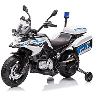 12V 7AH Kids Motorcycle, Licensed BMW Ride On Police Motorcycle for Kids with High/Low Speed, 2 Storage Boxes, Warning Lights and LED Headlights,Spring Suspension, Motorbike for Boys Girls