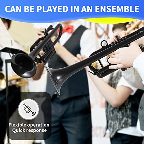 professional plastic bb trumpet standard trumpet set for student beginner with 7c mouthpiece and 3c mouthpiece bb trumpet instrument black