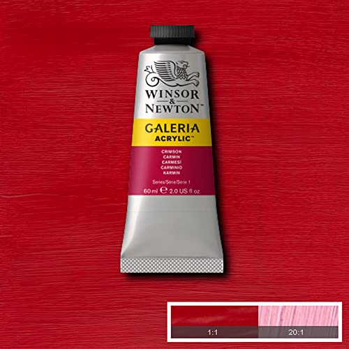 Image of Winsor & Newton Galeria Acrylic Colour - Tube of 60 ML - Crimson (203) - Highly Pigmented Lightfast Artists' Acrylic Paints for Canvas, Wood, Fabric & Paper - More Colours Available