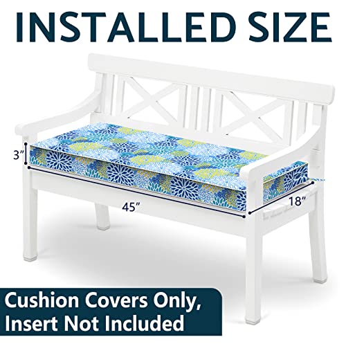 Twlear Outdoor Cushion Covers, Patio Cushion Covers For Outdoor Furniture, Water Resistant Porch Bench Swing Loveseat Cushion Replacement, 45" X 18" X 3", 1 Pack, Dahlia Blue (Covers Only) #TOP1