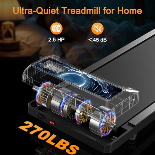 Image of HOELLL Treadmills for Home Small with 0%-8% Incline and APP Sync, Compact Under Desk Walking Treadmill Pad with Handle Bar Removable, Remote Control and LED Display, 2.5HP