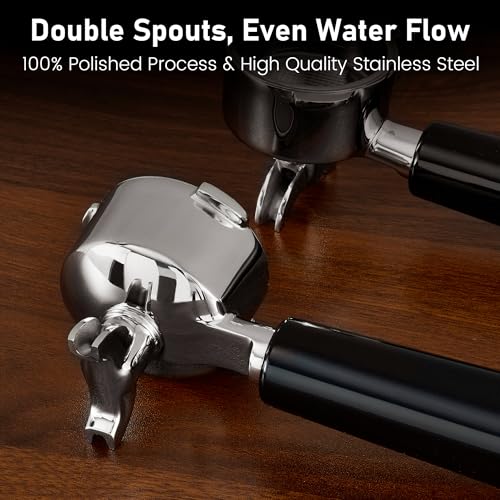 51MM Portafilter Double Spouts 3 Ears, 316 Stainless Steel Espresso with 0.38MM Ultra-Fine Filter Blocks Grounds,Coffee Portafilter with Ergonomic Handle Fits Palm,Fits CASABREWS,De'Longhi by Arcbt - Used condition - Image 5