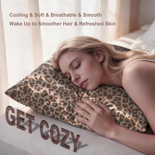 Image of LYSHIN Silk Pillow Cases 2 Pack King Size with Zipper, Leopard | 19 Momme Mulberry Silk Pillowcase for Skin and Hair, Anti-Acne, Hypoallergenic, Cooling, Beauty Sleep, Gifts for Women