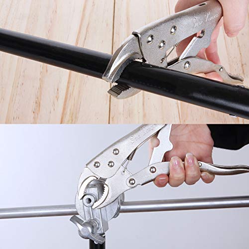 Ziqi 3 Pcs Vise-Grip Curved Jaw Locking Pliers (10Inch) With Wire Cutter Curved Jaw For Tightening,Clamping,Twisting,And Turning,Chrome-Vanadium Steel Curved Jaw Locking Vise Plier Grips Wrench #TOP7