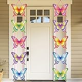 HANPLK Butterfly Birthday Party Decorations, Butterfly Birthday Party Supplies for Kids, Indoor Home, Outdoor Banner Porch Sign, Butterfly Theme Birthday Party Decorations