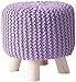 DASHADAO Sgabello Rotondo con poggiapiedi, Piccolo Sgabello ottomano con Gambe, poggiapiedi Imbottito con Rivestimento Staccabile in Lino - Sgabello Fatto a Mano in Maglia di Lana - sgabell