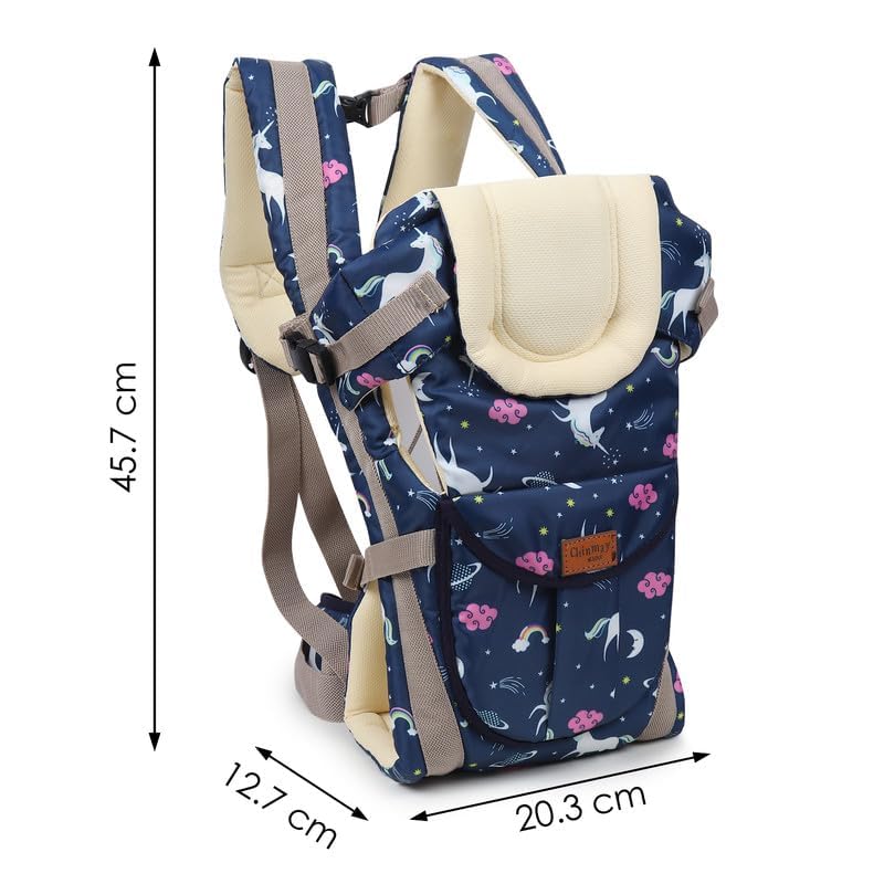 Image of Chinmay Kids Baby Carrier Bag in 4-in-1 Ergonomic Adjustable Sling Kangaroo Design for Infant Child and Mother Travel | 0 to 2 Year | Dark-Blue