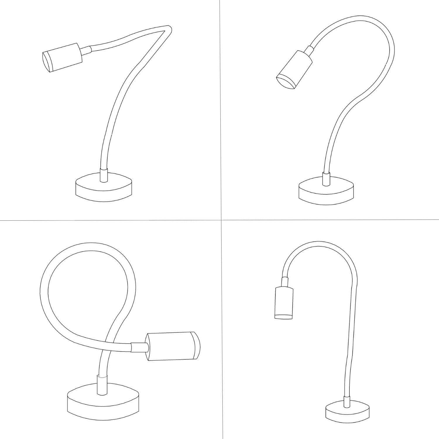 creative cables Table Flex GU1d0 - Lámpara de mesa articulada con mini foco LED y enchufe de 2 pines, con bombilla, cobre satinado