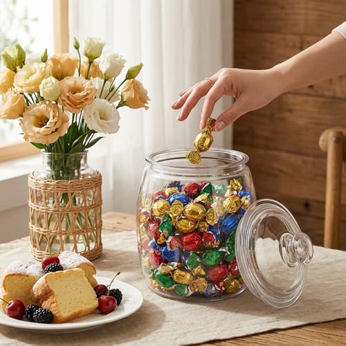 Image of Goaste 2 Pack 112oz Plastic Cookie Jars with Airtight Lids, Clear Unbreakable Decorative Candy Jars, Wide Mouth Apothecary Canisters with Silicone Seal for Kitchen Pantry Snack Flour Nuts Dog Treats