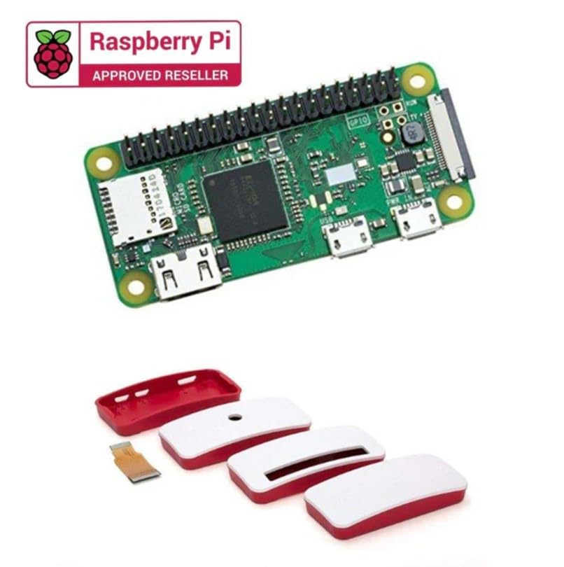 Image of Raspberry Pi Zero WH with Case & Camera Cable | 1GHz BCM2835 | 512MB RAM | WiFi & Bluetooth 4.1 | Pre-Soldered 40-Pin Header | Mini HDMI | Micro USB