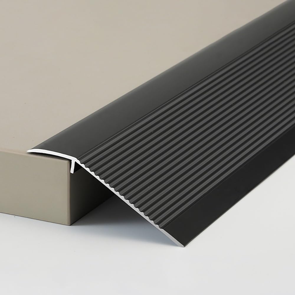 Aluminiowa listwa tratowa 25 mm-55 mm do wysokości podłogi Censat drzwi i tacka na płytki, 5 szt. czarny próg kątowy do gładkiej stolarki podłogowej