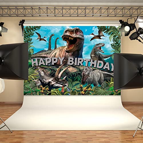 Image of Dinosaur Backdrop,7x5FT Dinosaurs Background Dinosaur Birthday Backdrop Party Decor Dinosaur World Banner Dinosaur Theme Birthday Party Backdrop Supplies for Kids Green#1