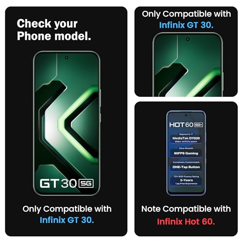 Image of ArmourPro Military Grade Gorilla Tempered Glass Compatible For Infinix GT 30 5G (6.78 Inch) With Easy Installation Kit for Smartphone| Edge To Edge Coverage | Black, Pack of 2
