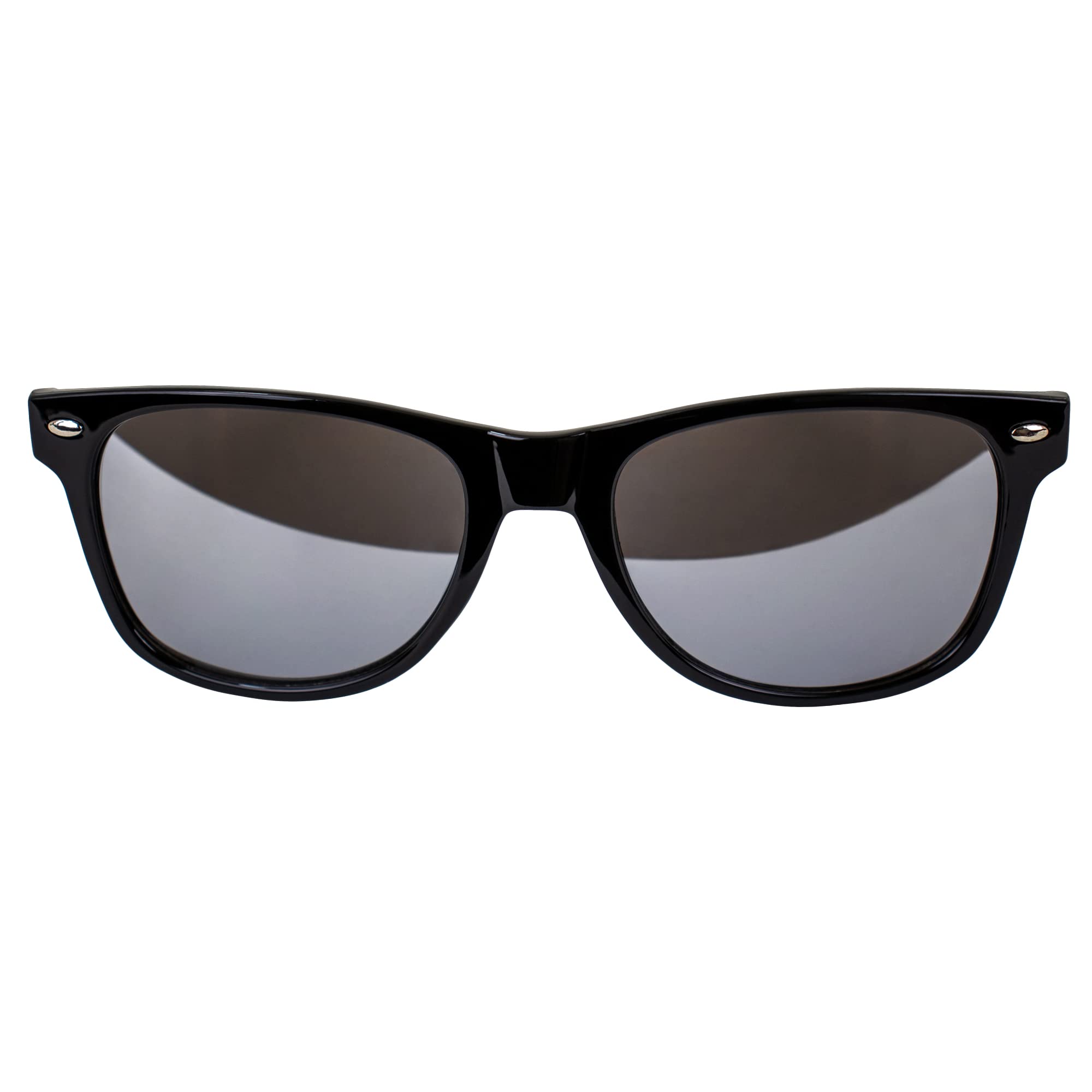 AlterImage Jive Sports Retro Sunglasses for Men or Women Black Frame w/Silver Metal Accent & Flash Mirror Lenses