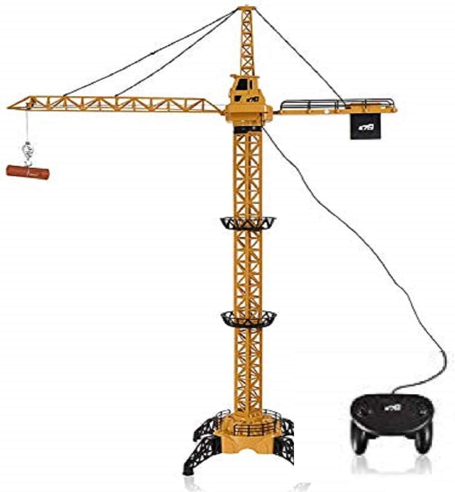 Wembley Toys Plastic Wired Truck Crawler RC Crane Toys - "4.3 Feet Tall" 680 Degree Rotation Log & Bucket Lift Up Construction Activity Playset, with Working Tower Light, Adjustable Height