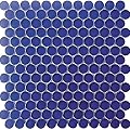 Penny Round Glass Mosaic Tile 1”x1” – (Sample Swatch 4"x5") – Glossy Finish, Waterproof, Easy Install Mesh-Backed Tile for Kitchen Backsplash, Bathroom, Shower, Wall, & Decor - Cobalt Blue