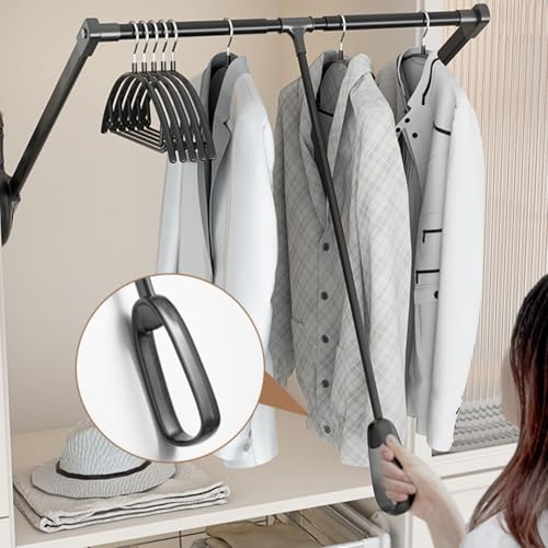 Tringle à vêtements rabattable penderie relevable télescopique noire