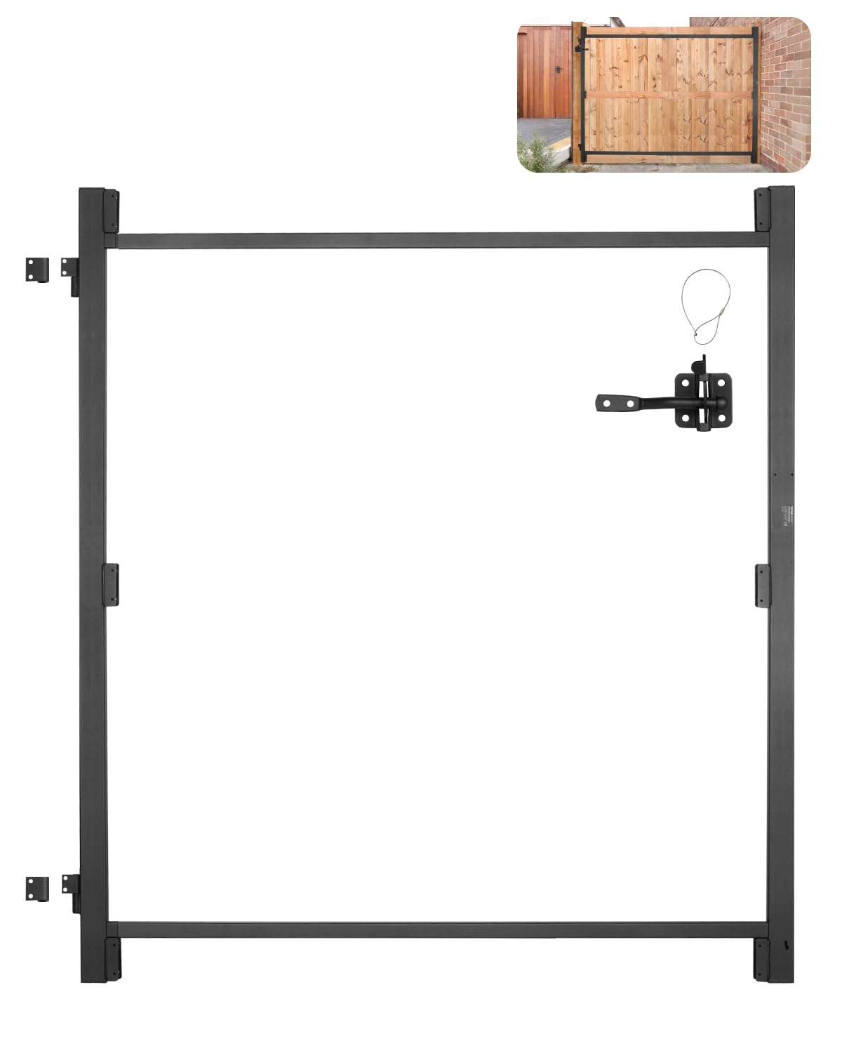 VEVOR Kit di Costruzione Cancello per Aperture Larghe 1524 a 2438 mm Recinzione Alta 1828,8 a 2133,6 mm Kit Telaio Cancello Completo Anti-Cedimento con Serratura a Scatto e Viti, Recinzione in Legno