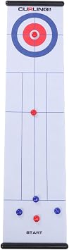 JTLB Tabletop Curling Game Interactive Large Mat Compact Roll Up Curling Family Game for Home Outdoor Fun