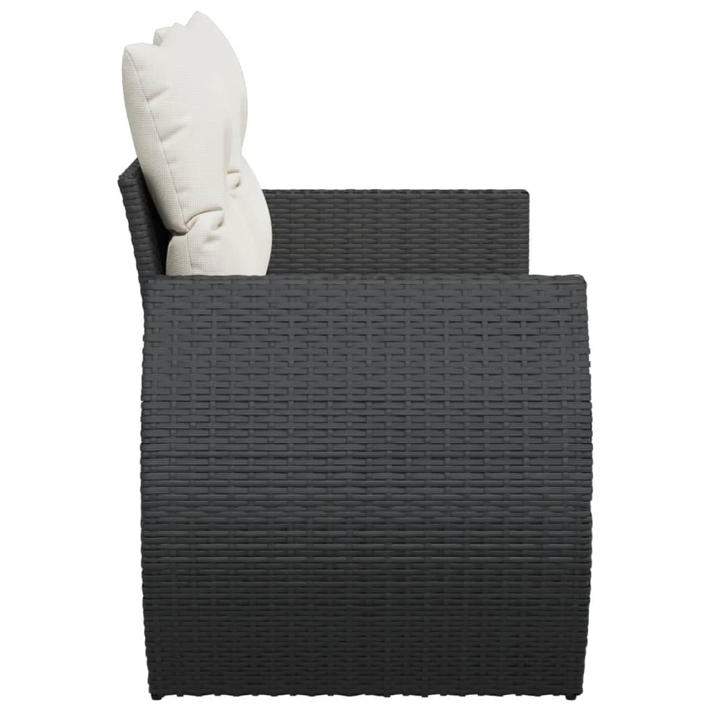 Fengshui 2-osobowa sofa ogrodowa z polirattanu, czarna, z poduszkami