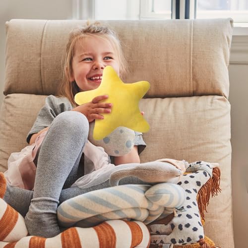 Rienan Kissen Stern Plüschkissen,1 Stücke Weiche Flauschige Sternform Zierkissen,Kinder Sternkissen,Kuschelkissen Kinder Sternkissen,Weiche Flauschige Sternenkissen(Gelb, 18cm)