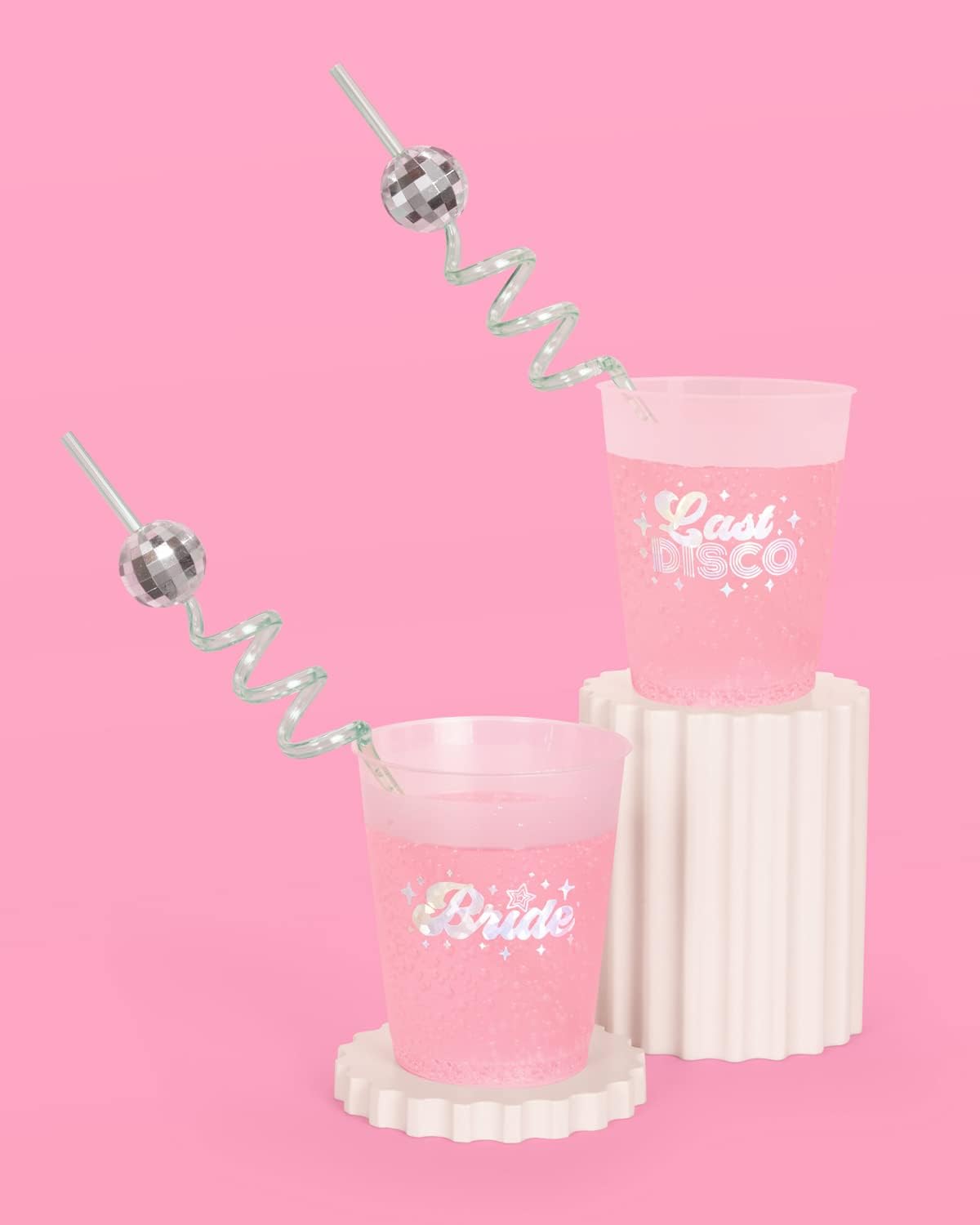 xo, Fetti Disco Ball Reusable Swirly Straw Set - 16 pc | Groovy Birthday Party Supplies, Last Disco Bachelorette Decorations, 70s, Space Cowboy - Image 4