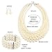 KOSMOS-LI Multi Layer Pearl Strand Necklace Bracelet And Earring Faux Ivory Pearl Women Jewelry Set