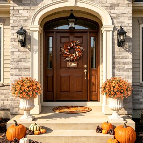 Image of Artificial Fall Flowers Fake Mums Plants for Outdoors Decoration