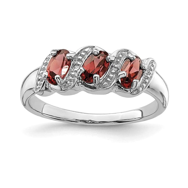 Bague grenat en argent 925 pour femme | Bijou ovale 3 pierres