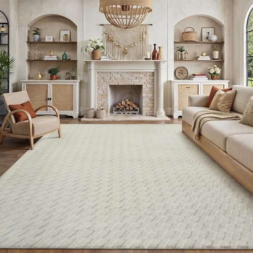 Beige Teppich Wohnzimmer 200x300cm Boho Schlafzimmer Waschbarer Teppiche 3D Effekt Kinderzimmer Balkon Bettvorleger Gegend Esszimmer Flauschig Kurzflor Groß Carpet 2d Beige 200 x 300 cm (Rec