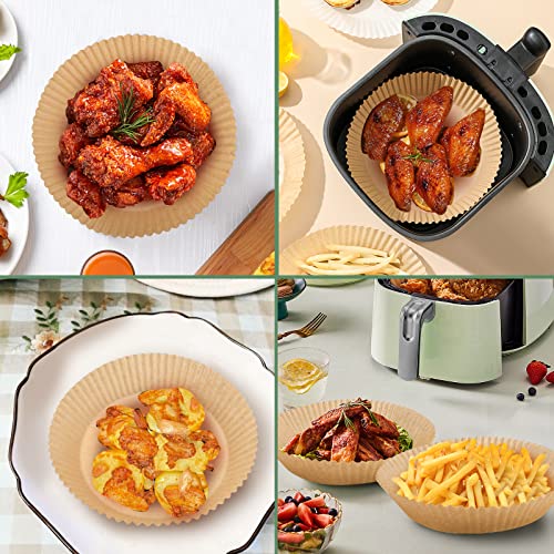 Air Fryer Paper Liner, Unbleached Oven Insert Parchment Paper, Disposable Non-Stick Baking Paper For Frying, Baking, Roasting & Grilling (100Pcs-6.3") #TOP6