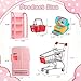 164Pcs Mini Shopping Cart Basket Miniature Food Drink Toy Supermarket Metal Handcart Trolley DollHouse Store Grocery Accessories Kitchen Play Game Party Model Shelves Cash Register Refrigerator Fridge