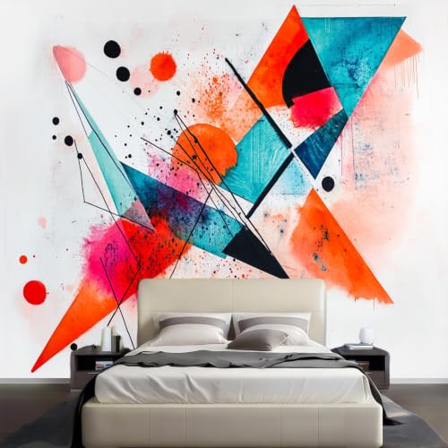 Papier Peint Intissé Géométrique Orange 200x140 cm - 3
