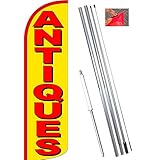 Antiques (Yellow/Red) Windless Feather Banner Flag Kit (Flag, Pole, & Ground Mt)