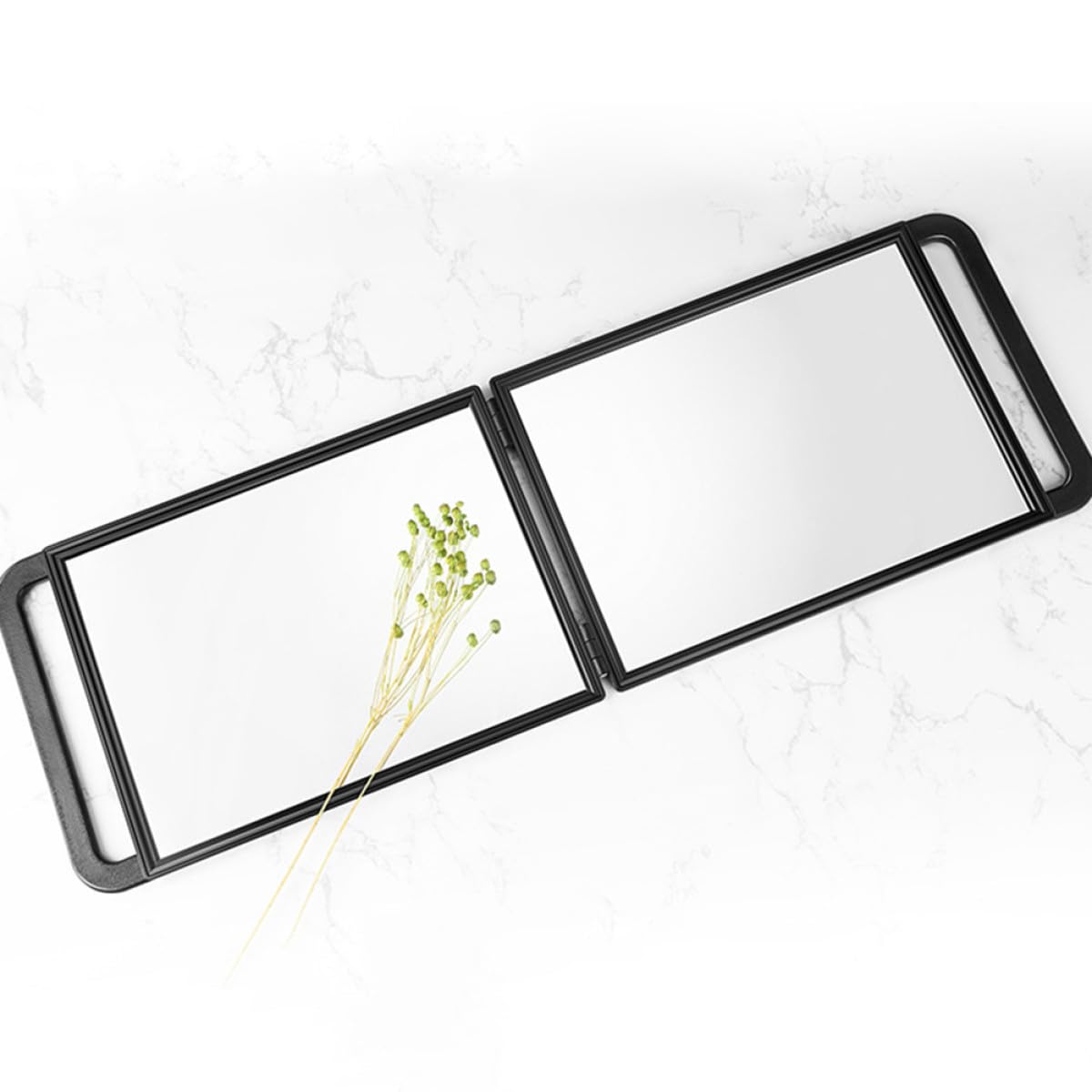 Specchio da Rettangolare Doppio Portatile con Manici Comodi in Plastica Abs e Alluminio per da Viaggio e Toeletta