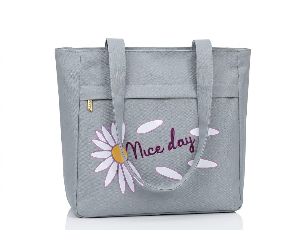 PAVILONN Women Tote Bag for Women, Ladies Handbag, Canvas Tote, Shoulder Bag, Office Bag, College Bag, Shopping Bag, Travel Tote, Large Floral Daisy Black Handbag, Reusable Work Purse-image-42
