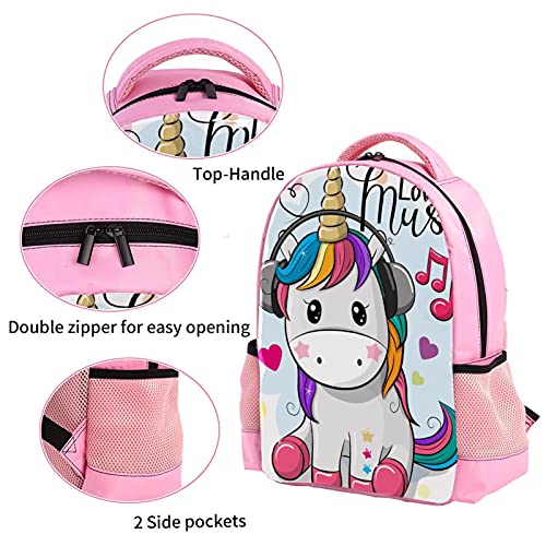 Sac à dos d'école licorne et fleurs multicolore pour enfant - 2