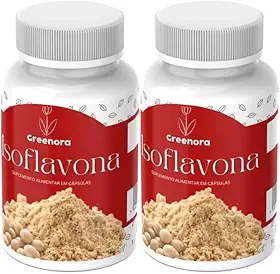 Greenora - Isoflavona 60 Cápsulas – Suplemento Natural para Equilíbrio Hormonal Feminino, Alívio dos Sintomas da Menopausa e TPM, Rico em Isoflavonas da Soja, Vegano e Sem Glúten (Kit 2)